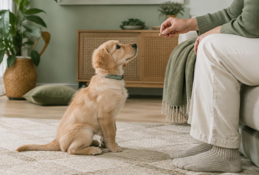 Illustratie bij Basiscommando's aanleren bij je puppy